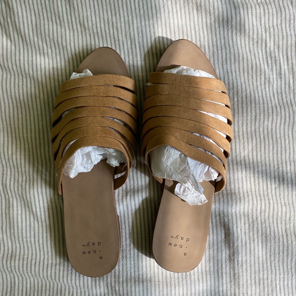 NWOT Target A New Day tan Strappy suede sandal slides